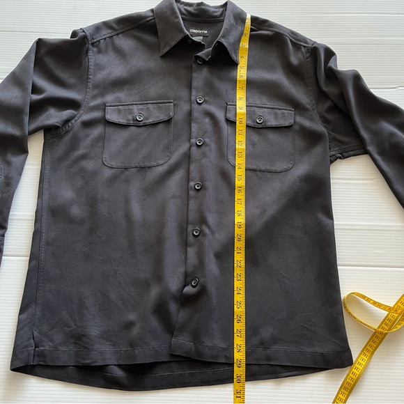 Claiborne Faux Suede Black Button Down Size Large Long Sleeve Shirt - Picture 6 of 7